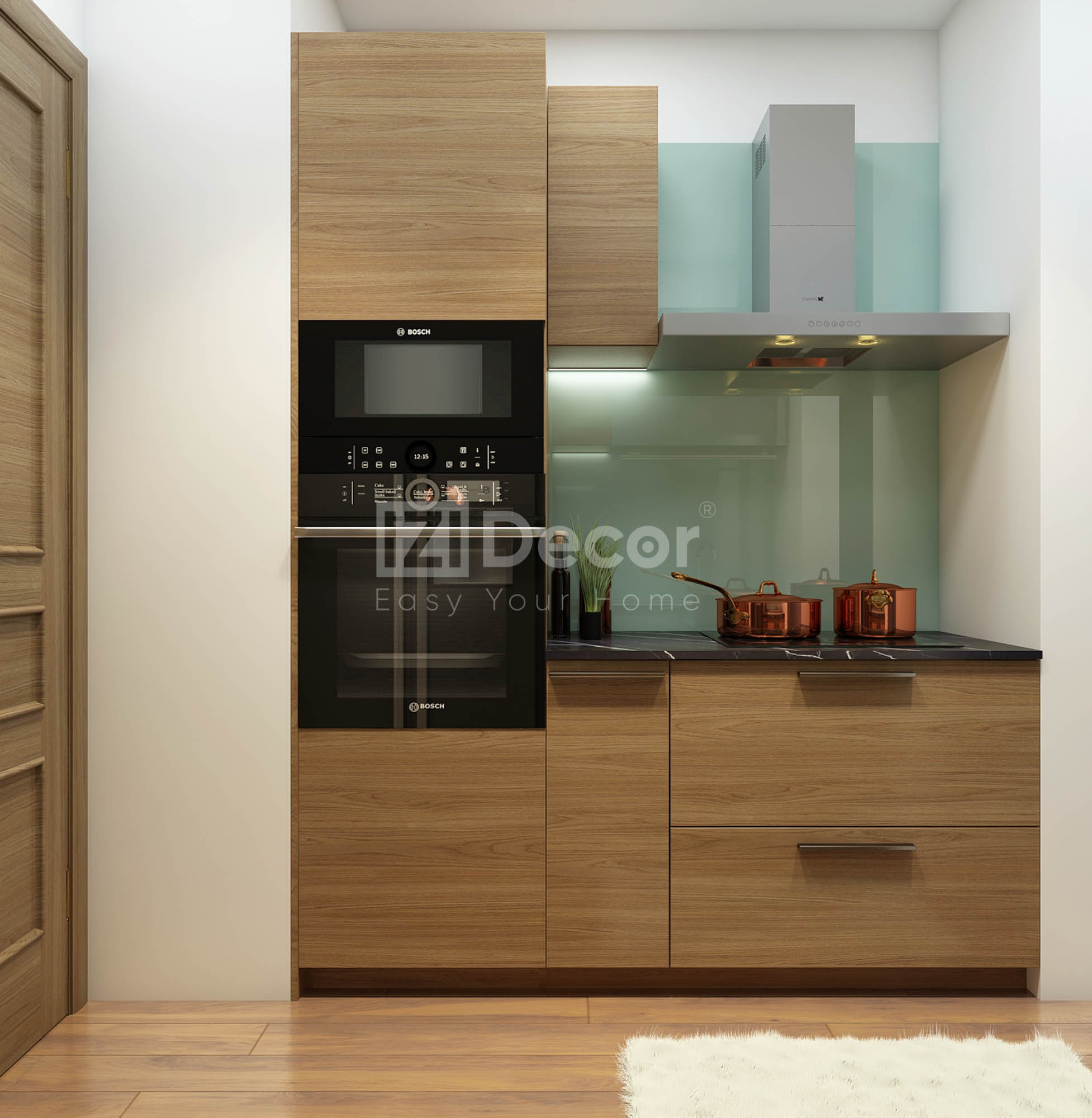 Tủ bếp chữ i song song siêu nhỏ