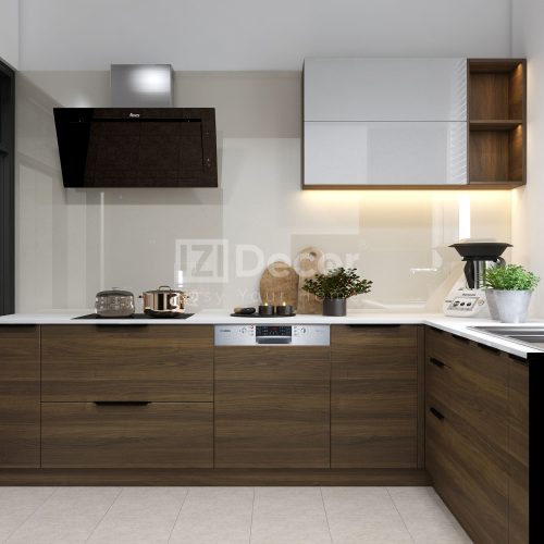 Tủ bếp thông minh chữ L tối giản tủ bếp trên